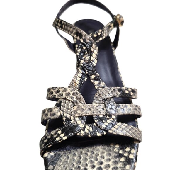 Vaneli Gray Snake Print Leather Braided Slingback Open Toe Sandals Sz 8S - Picture 4 of 9